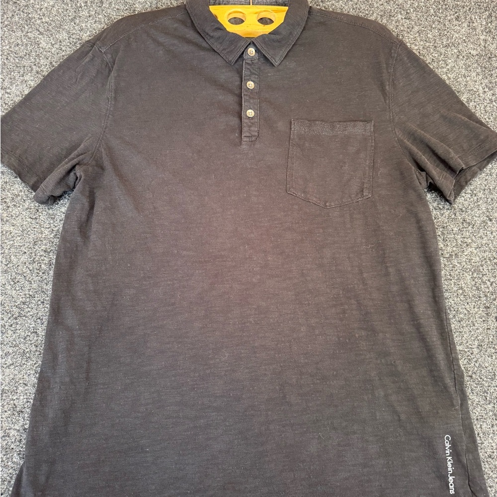 Calvin Klein Jeans Men's Dark‎ Charcoal Polo with Chest Pocket